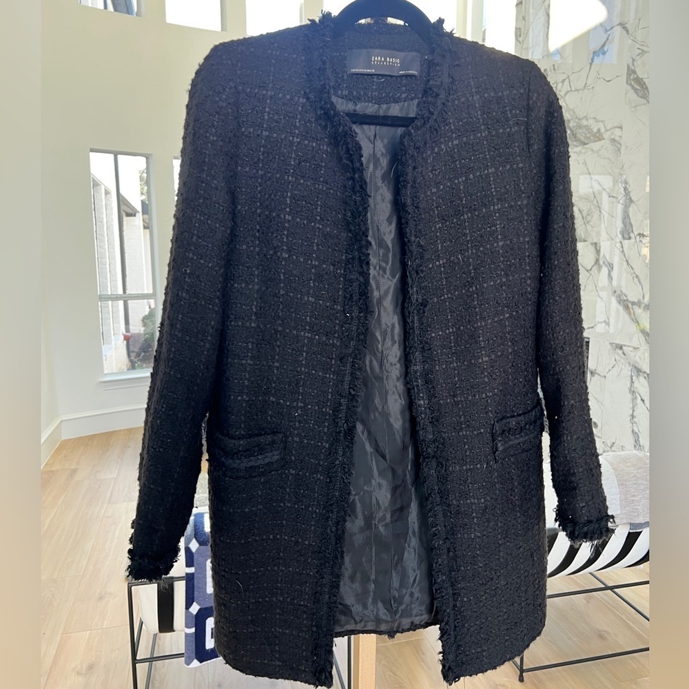 Zara Premium Basic Long Black Jacket - image 1